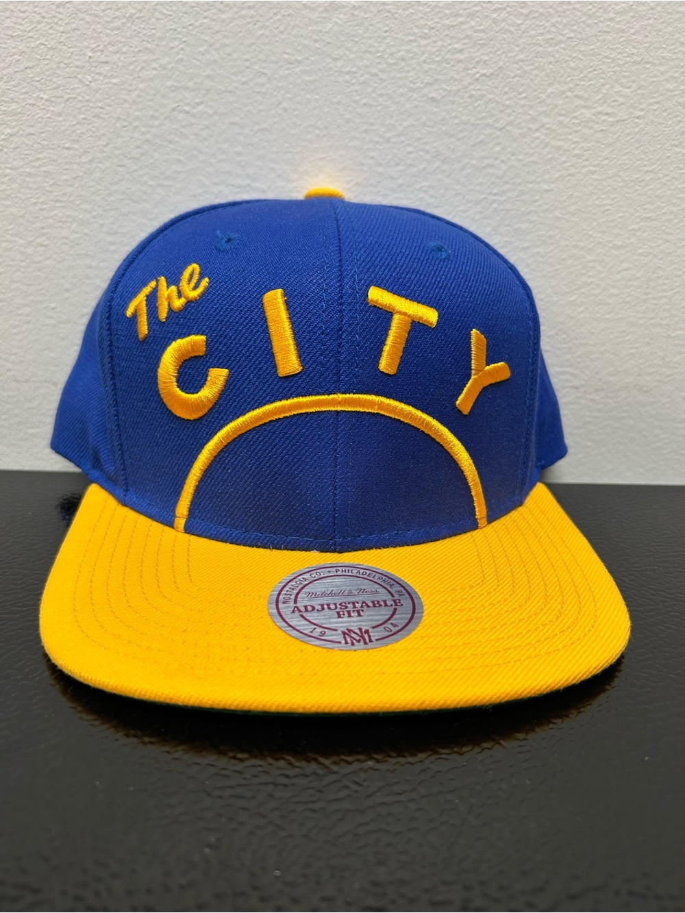 The City Two-Tone Mitchell & Ness Snapback Hat - Blue & Yellow